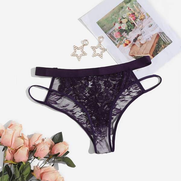 

Plus Floral Lace Panty, Purple