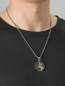 Collar con abalorio de flores para hombre a la moda y popular, estilo Punk Hip Pop para regalo de joyería y para un aspecto elegante - Plateado - Ver 2