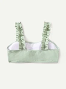 Girls Frill Trim Bikini Top - Mint Green - View 2