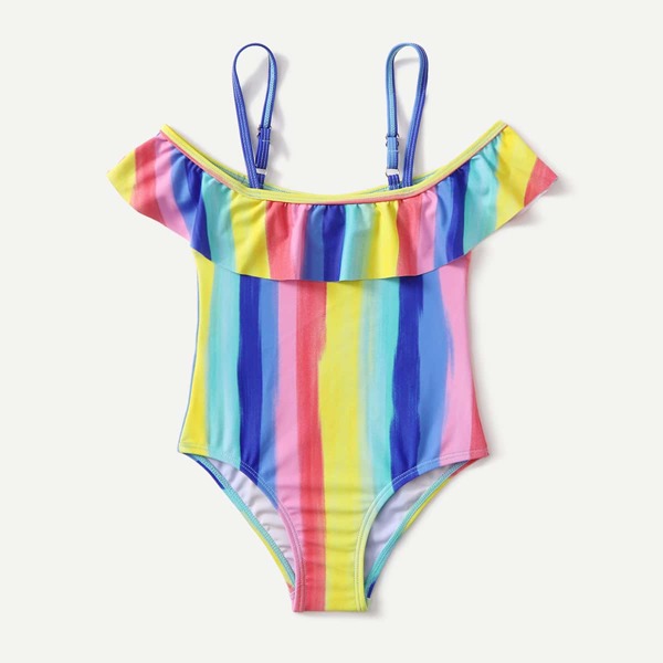 

Toddler Girls Striped Ruffle One Piece Swimsuit, Multicolor