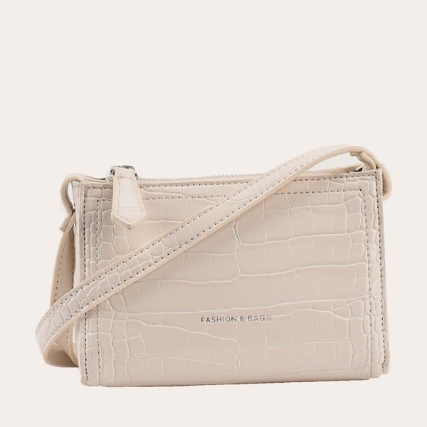 

Croc Embossed Crossbody Bag, Beige