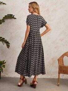 EMERY ROSE Vestido De Cintura Alta Con Estampado Completo
