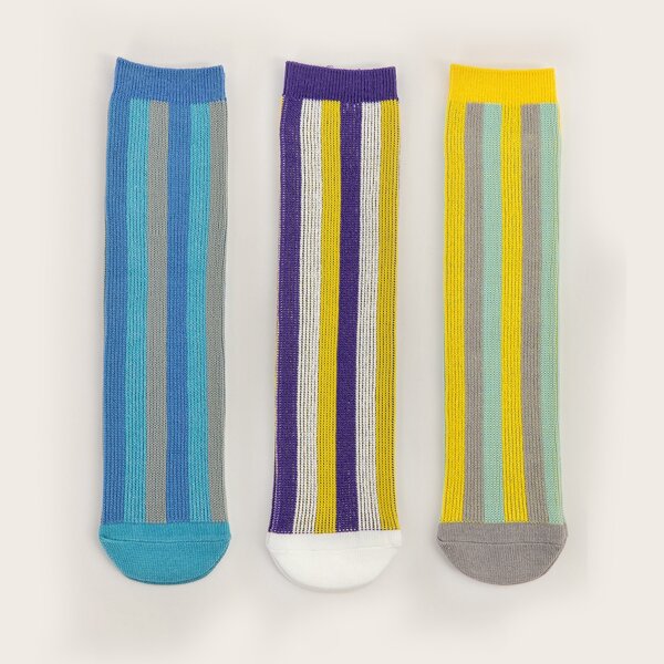 

3pairs Kids Striped Pattern Socks, Multicolor