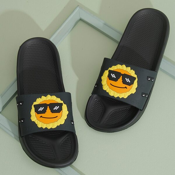 

Men Cartoon Graphic Slippers, Black