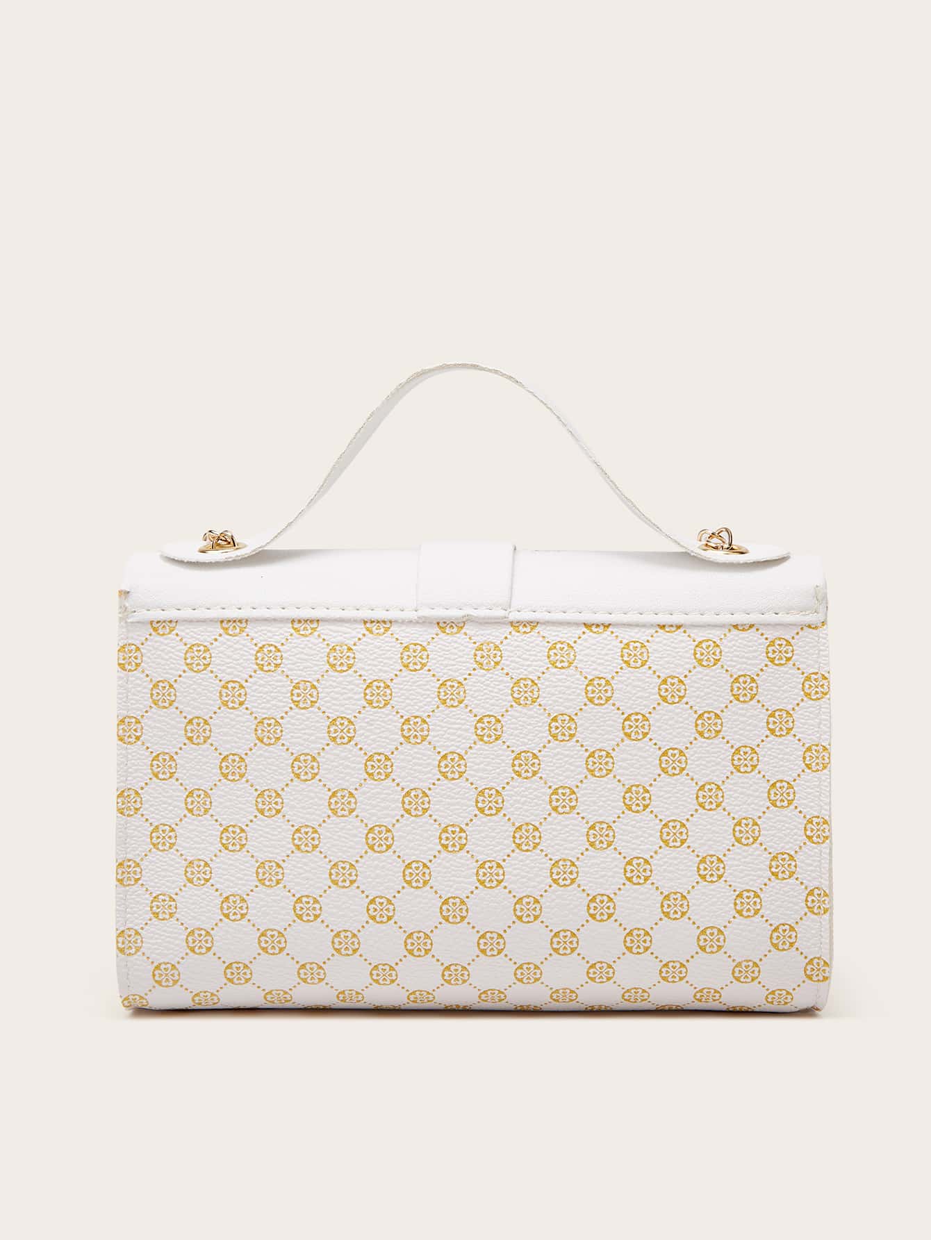 Faux Pearl Decor Flap Chain Bag