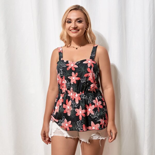 

Plus Floral Print Cami Top, Multicolor