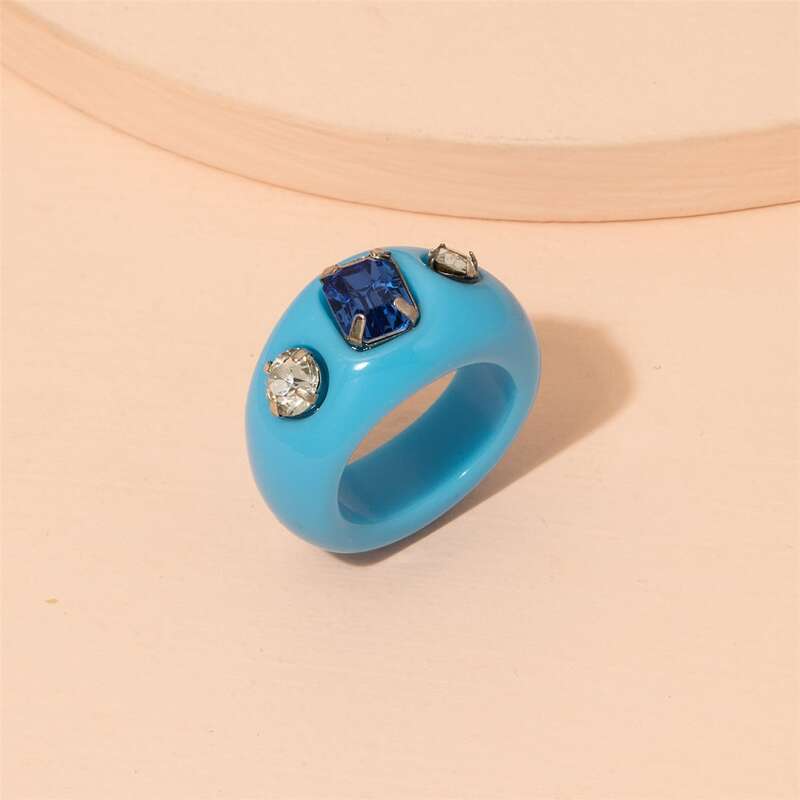

1pc Rhinestone Ring, Blue