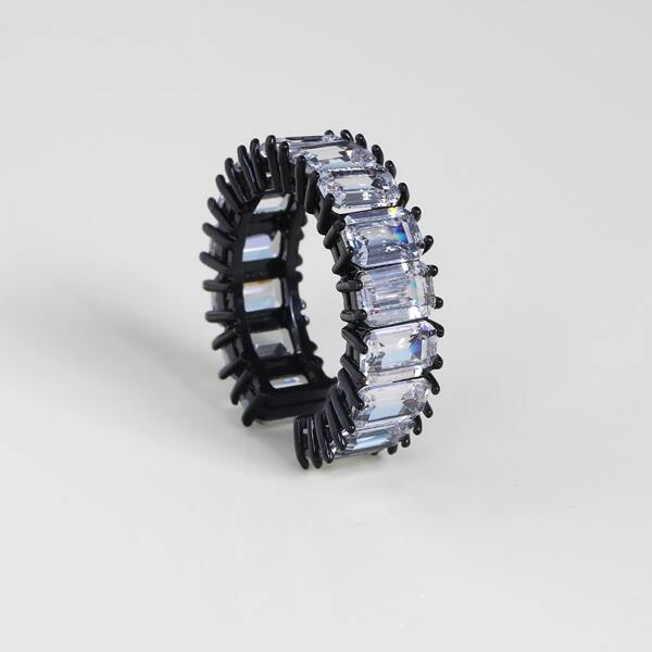 

Zircon Decor Cuff Ring, Black