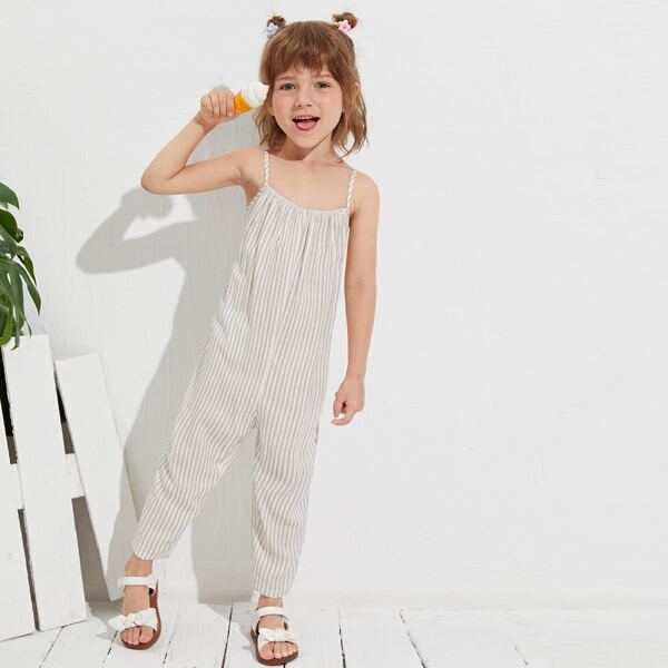 

Toddler Girls Striped Print Cami Jumpsuit, Multicolor