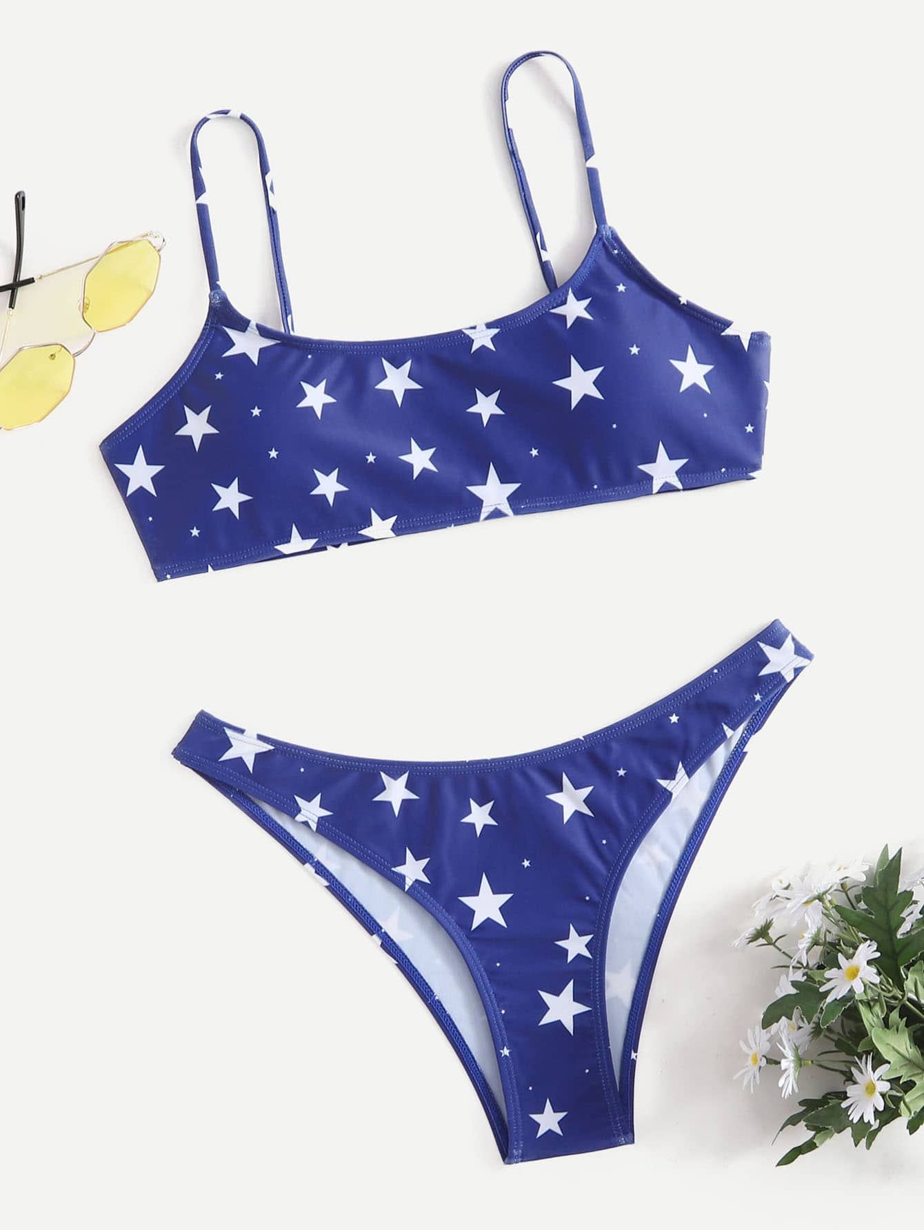星形印花比基尼，适合夏季海滩度假 - 寶藍色 - 查看 1