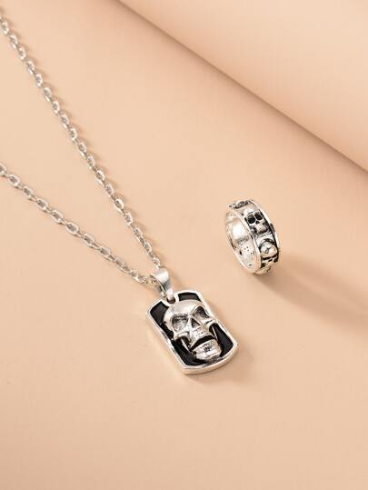 Skull Decor Necklace & Ring