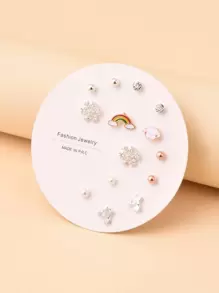 7 cặp bông tai bông tuyết giáng sinh - Nhiều màu - Xem 1