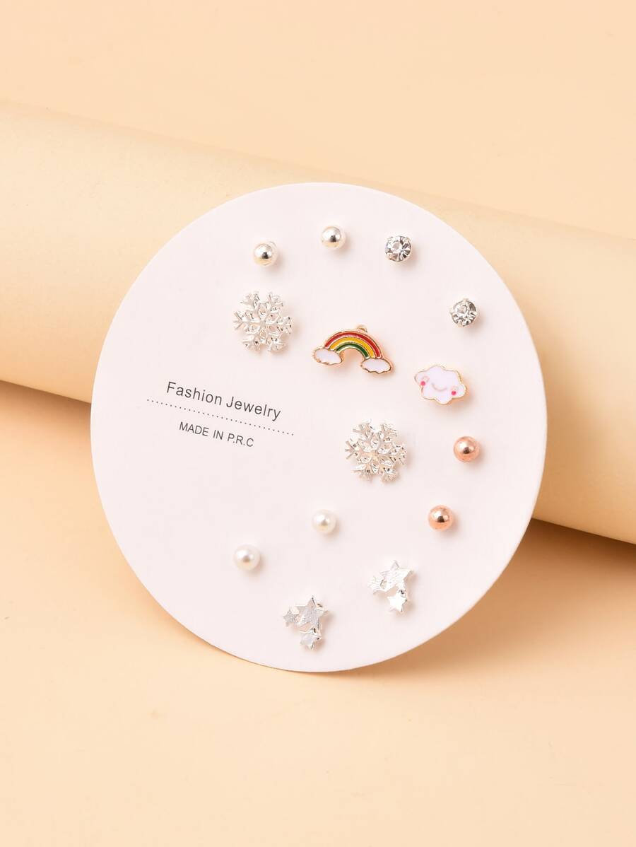 7 cặp bông tai bông tuyết giáng sinh - Nhiều màu - Xem 1