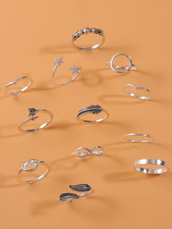 12入組星星裝飾戒指