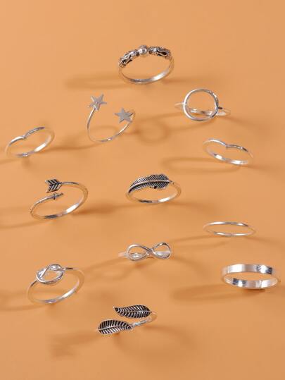 12pcs Star Decor Ring