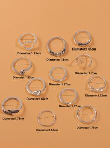 12入組星星裝飾戒指 - 銀色 - 查看 4