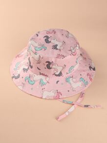 Cappello da pescatore grafico di unicorno del fumetto da bambina