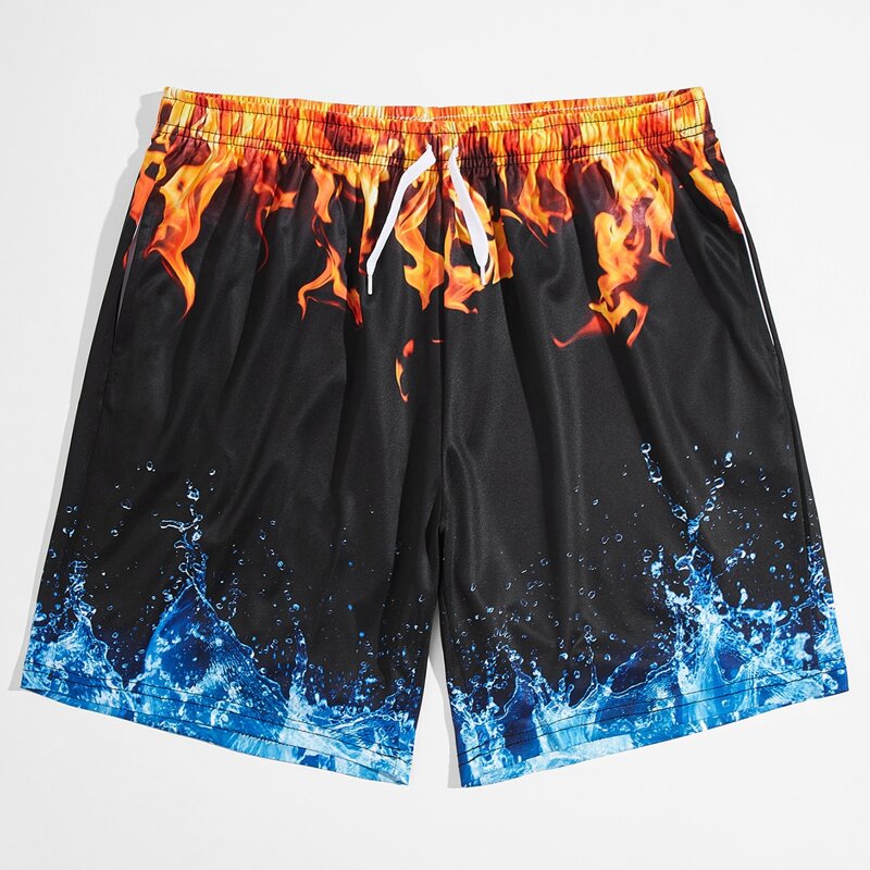 

Guys Fire Graphic Drawstring Shorts, Multicolor