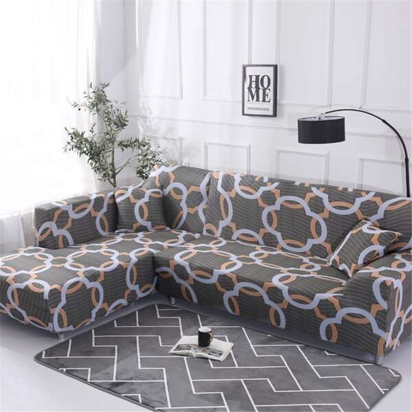 

Graphic Print Sofa Cover & 1pc Cushion Cover Without Filler, Multicolor