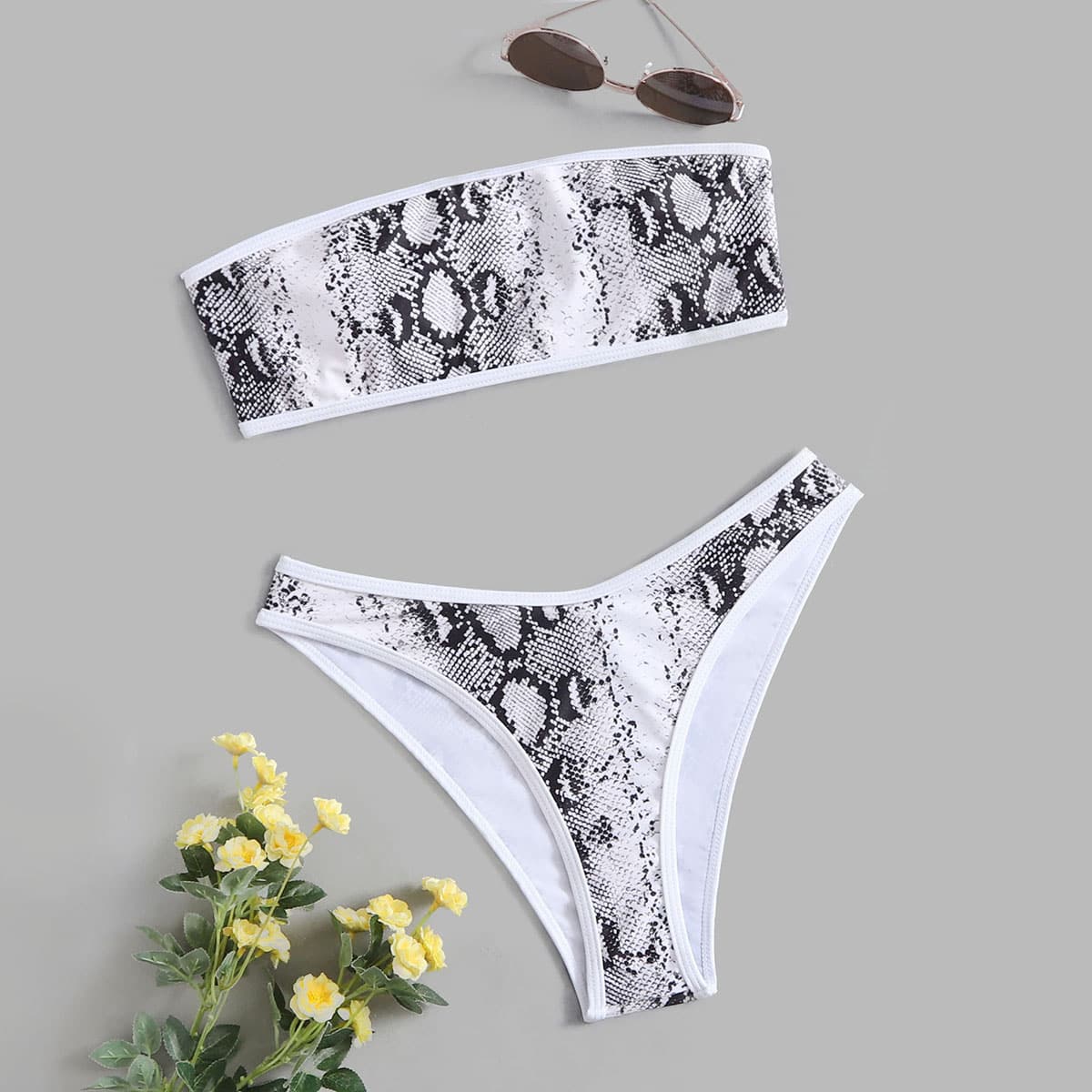

Snakeskin Print Bikini Swimsuit, Multicolor