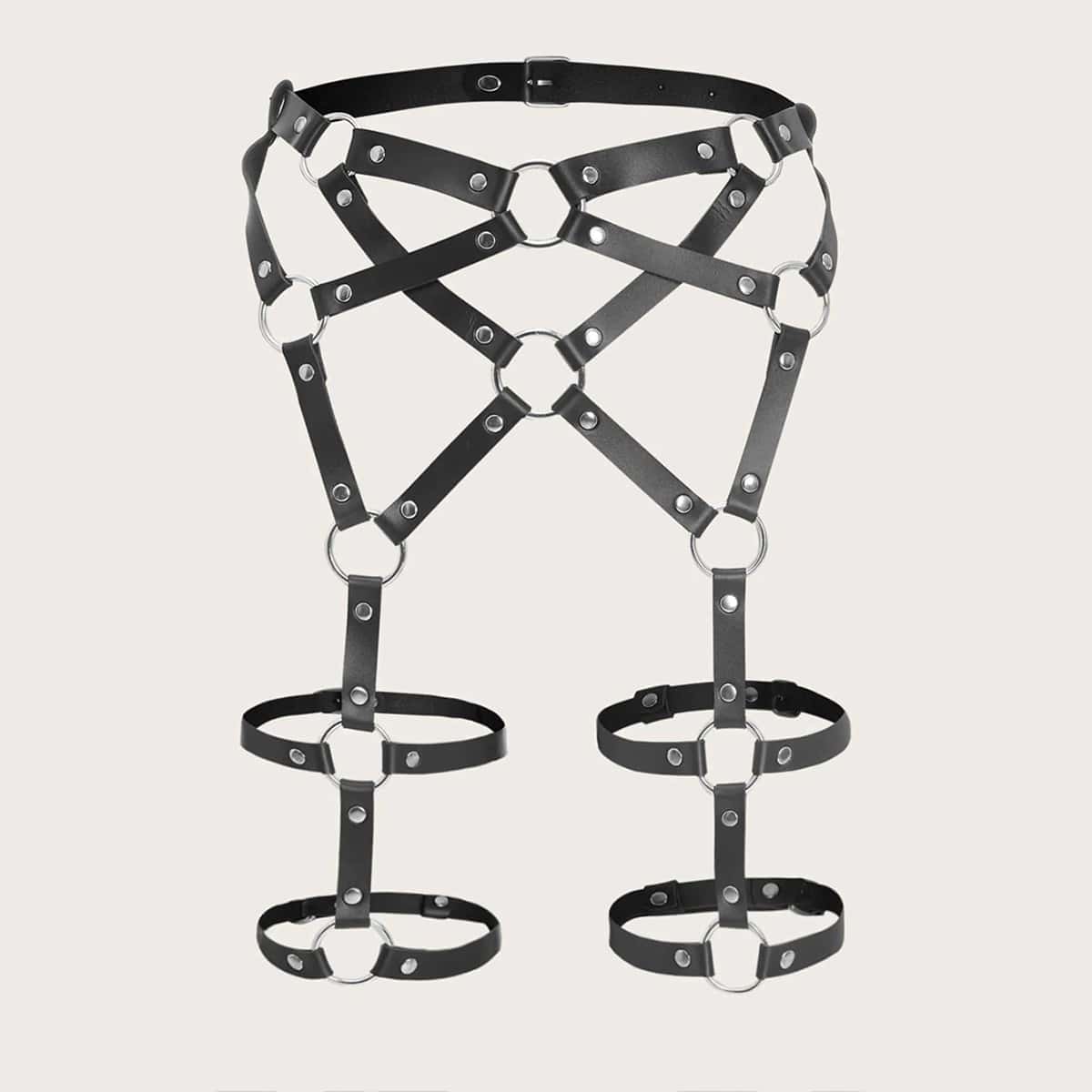 

Ring Linked Thigh Garter Belt, Black