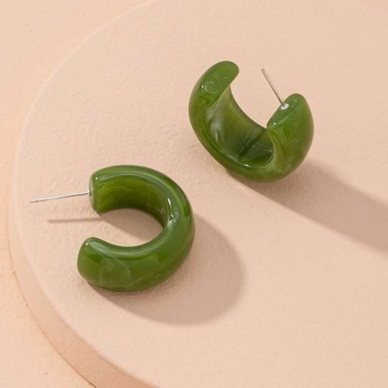 

Simple Hoop Earrings, Green