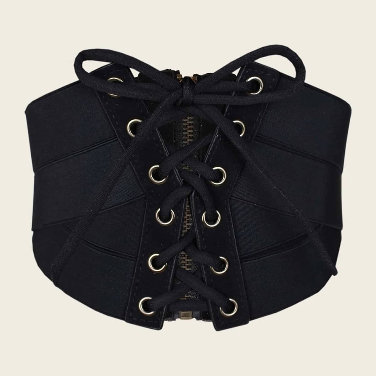 

Lace-up Corset Belt, Black
