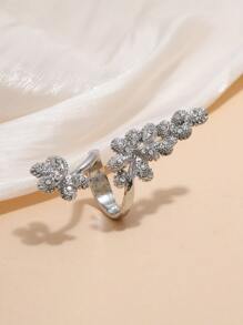 1 chiếc nhẫn hoa có thể điều chỉnh, thích hợp để các quý cô thanh lịch đeo hàng ngày hoặc làm quà tặng - Bạc - Xem 1