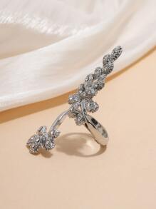 1 chiếc nhẫn hoa có thể điều chỉnh, thích hợp để các quý cô thanh lịch đeo hàng ngày hoặc làm quà tặng - Bạc - Xem 2