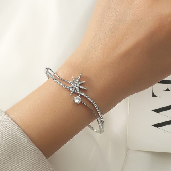 

Rhinestone Decor Bangle, Silver