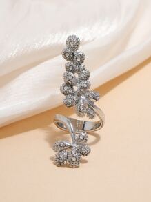 1 chiếc nhẫn hoa có thể điều chỉnh, thích hợp để các quý cô thanh lịch đeo hàng ngày hoặc làm quà tặng - Bạc - Xem 3