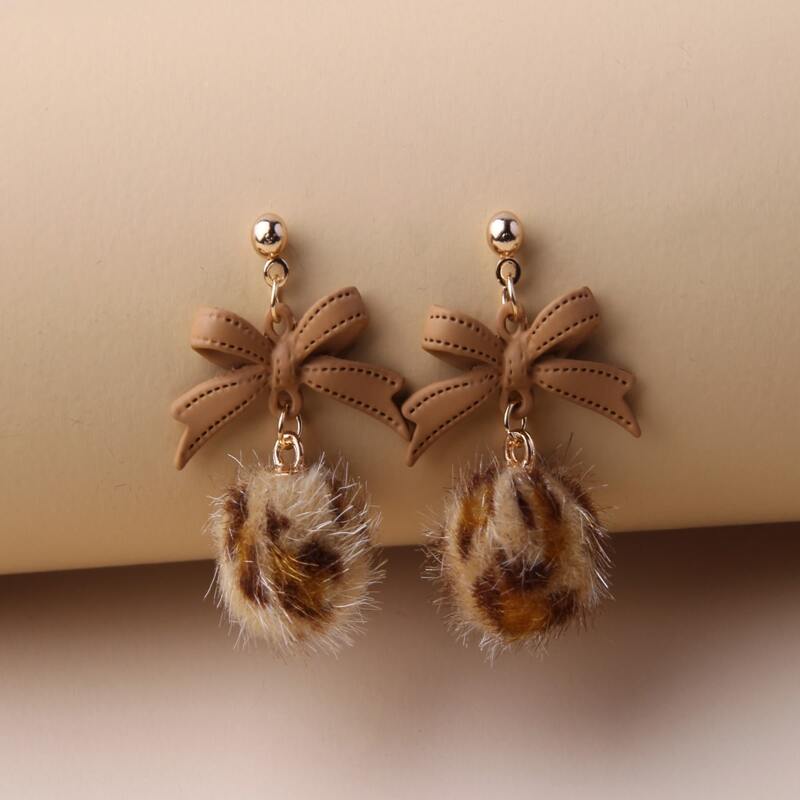

Bow Drop Earrings, Camel