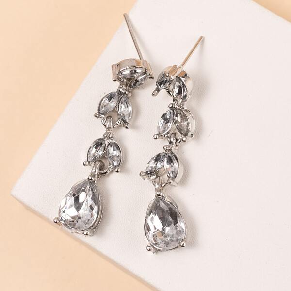 

Crystal Decor Drop Earrings, Silver