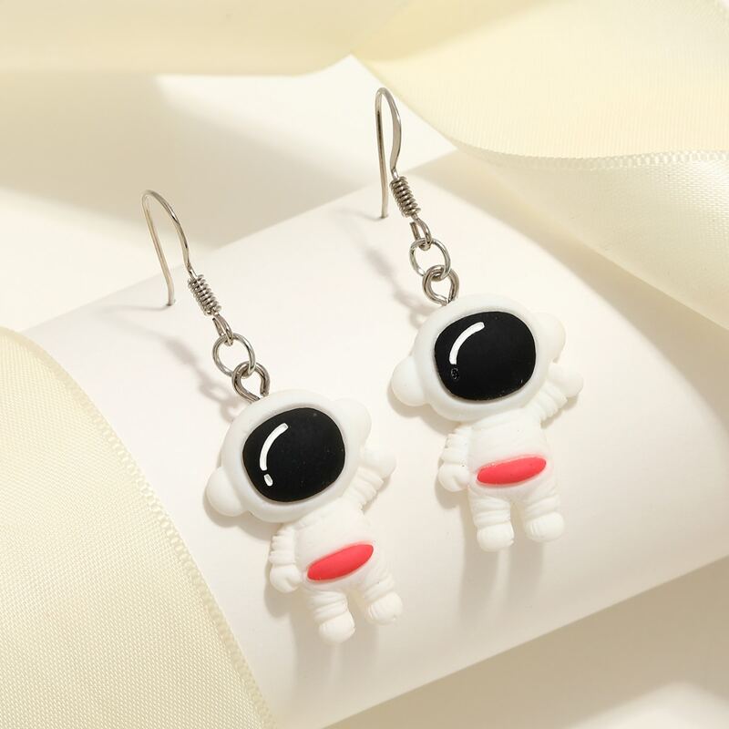 

Cartoon Astronaut Drop Earrings, White