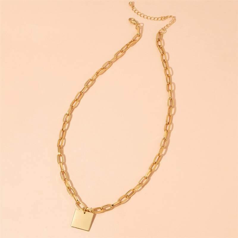 

Square Pendant Necklace, Gold