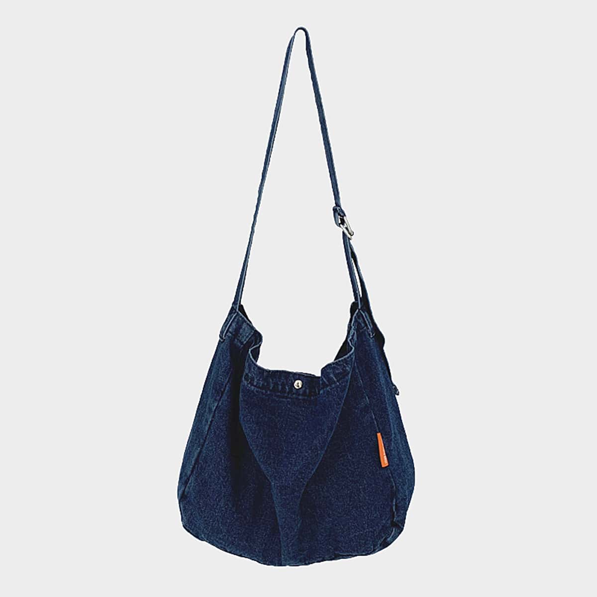 

Solid Denim Crossbody Bag, Navy blue