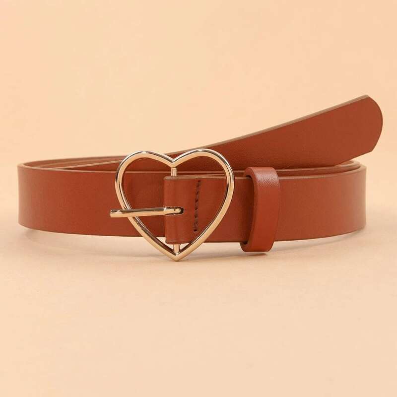 

Heart Buckle Belt, Brown