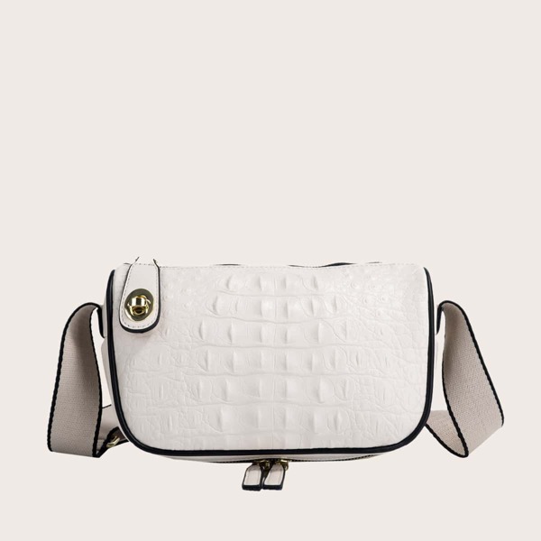

Croc Embossed Crossbody Bag, White
