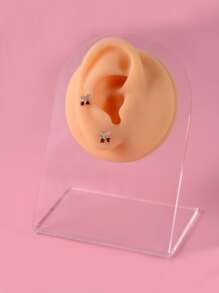 Cherry Design Cubic Zirconia Earrings - Silver - View 2