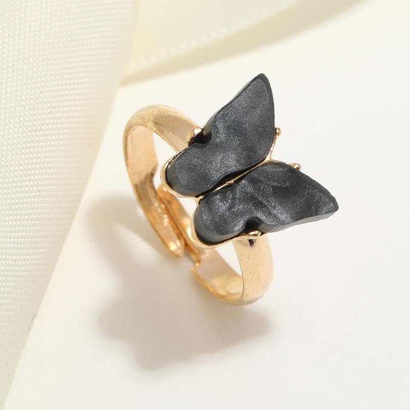 

1pc Butterfly Ring, Black