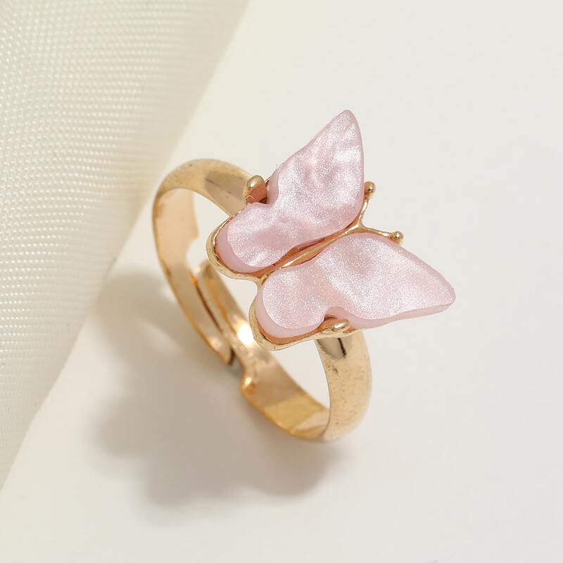 1pc Butterfly Ring, Pink