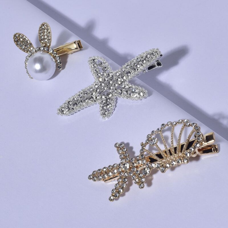 

3pcs Rhinestone Hair Clip, Multicolor