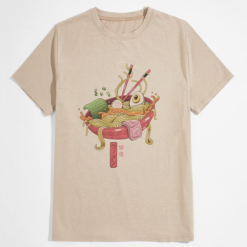 

Unisex 1pc Noodle Graphic Tee, Khaki