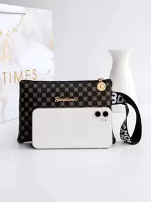 Bolso De Mano Mini Geométrico Con Gráficos - Café integral - Ver 3