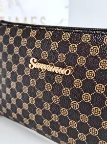 Bolso De Mano Mini Geométrico Con Gráficos - Café integral - Ver 4