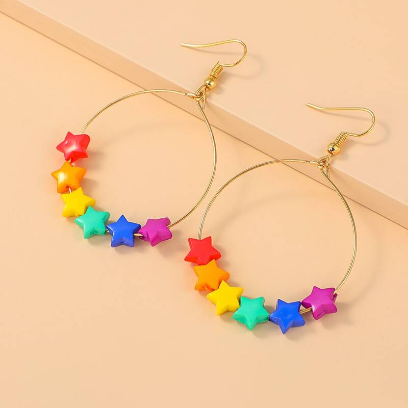 

Colorful Star Drop Earrings, Multicolor