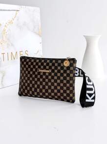 Bolso De Mano Mini Geométrico Con Gráficos - Café integral - Ver 6