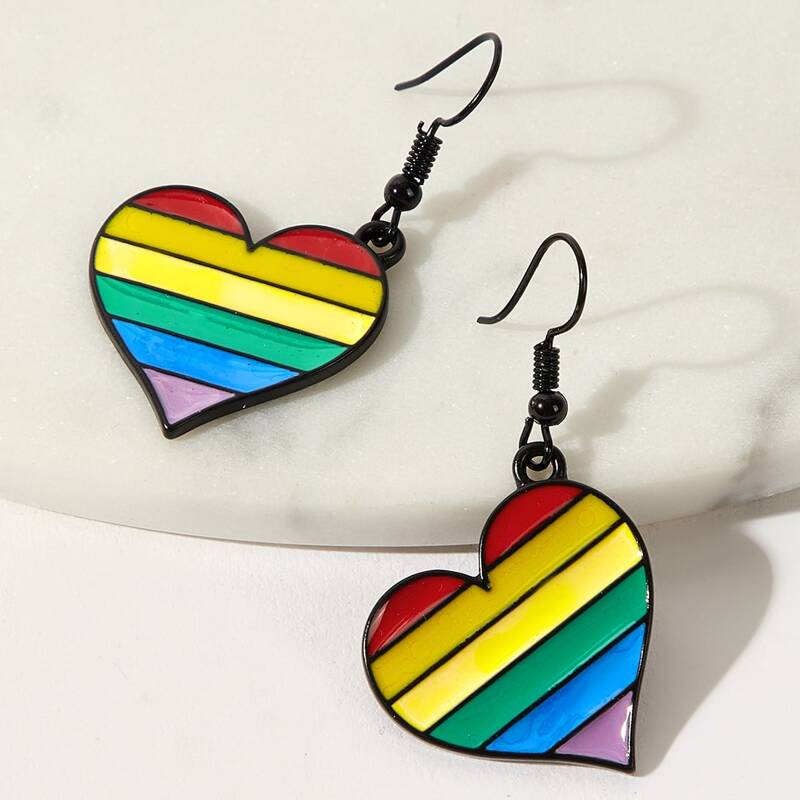 

Rainbow Heart Drop Earrings, Multicolor