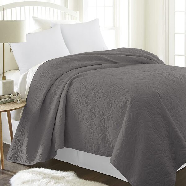 

Solid Color Bedspread Quilt, Dark grey