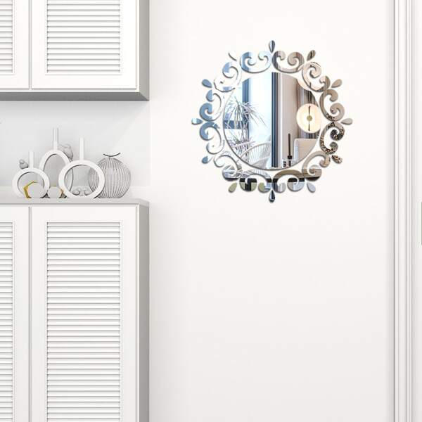 

1set Mirror Surface Wall Sticker, Silver
